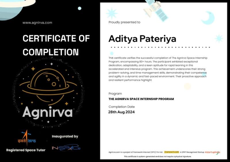 Agnirva Internship Certificate