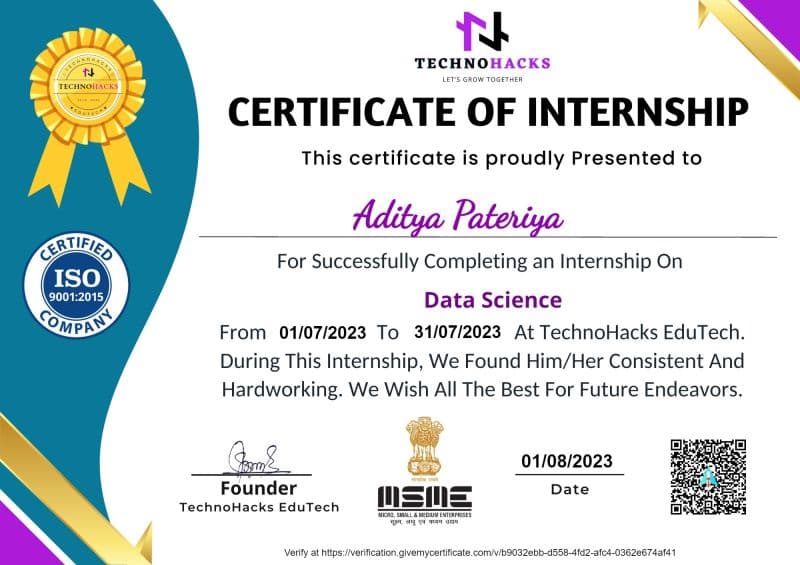 Certified by TechnoHacks EduTech